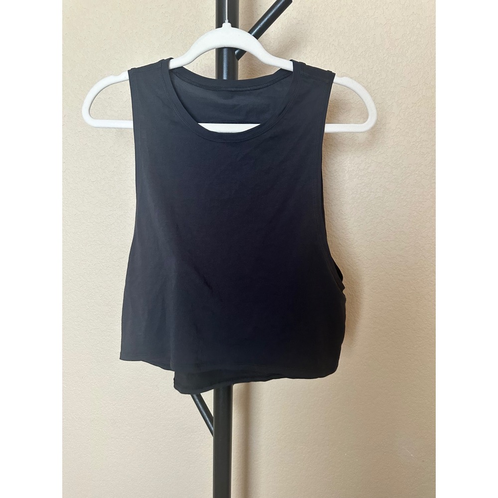 Lululemon Womens Black Sleeveless Athletic Tank Top Back Cutout Yoga Gym Shirt